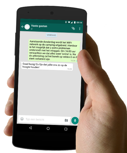 WhatsApp verzendlijst van vaste gasten